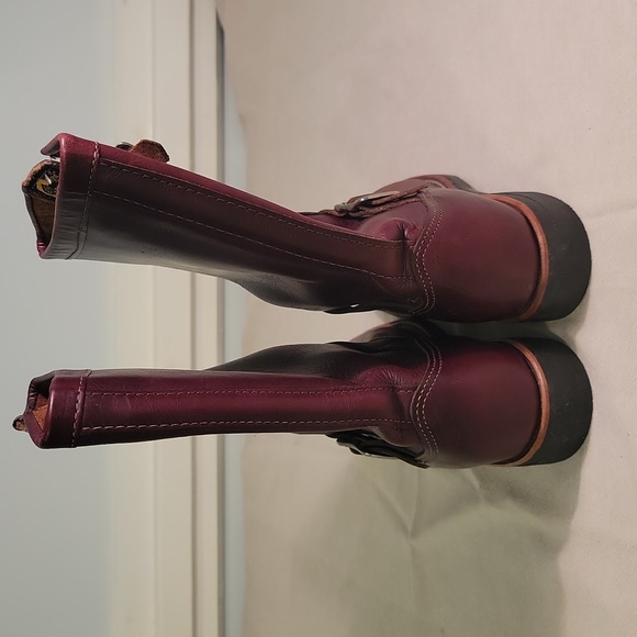 Chippewa Burgundy Leather Engineer Boots Womens Size 8 EUC - Picture 5 of 7
